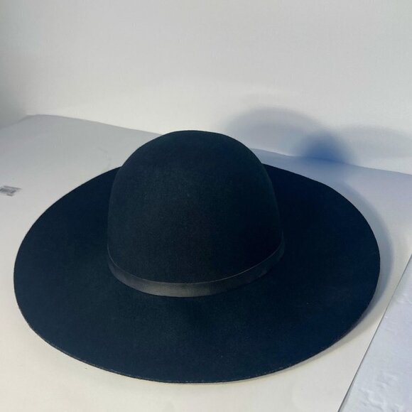 Nordstrom One size (adjustable) Black wool floppy hat  classic essential boho - Picture 4 of 8